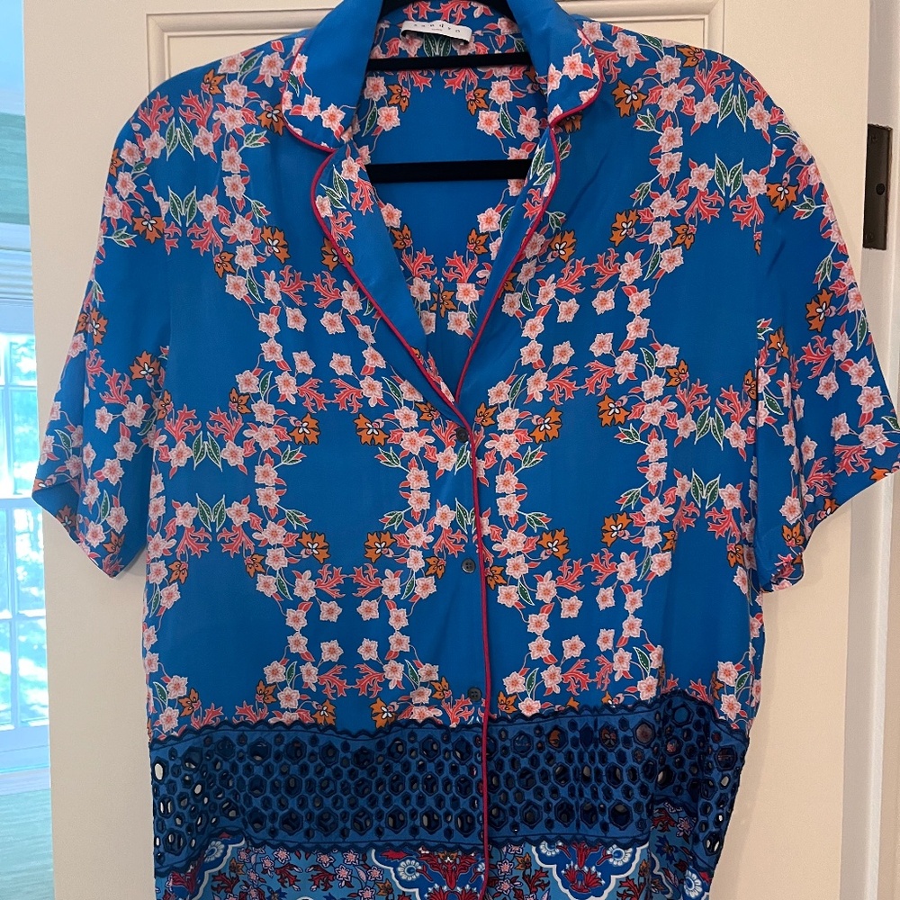 Sandro Silk Floral Print Shirt